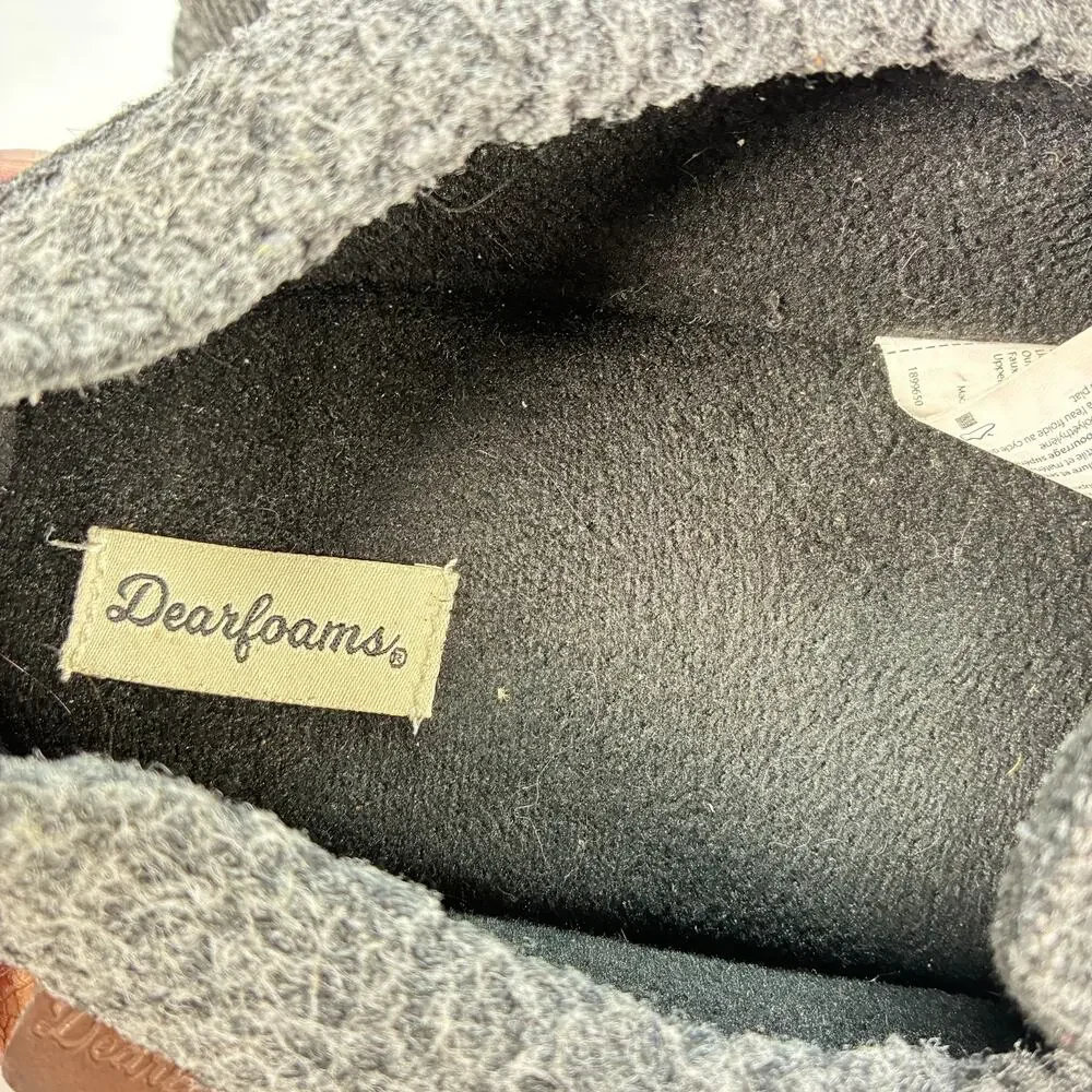 Dearfoams Brendan Gray Herringbone Indoor Outdoor Clog Slippers Men's Size 10